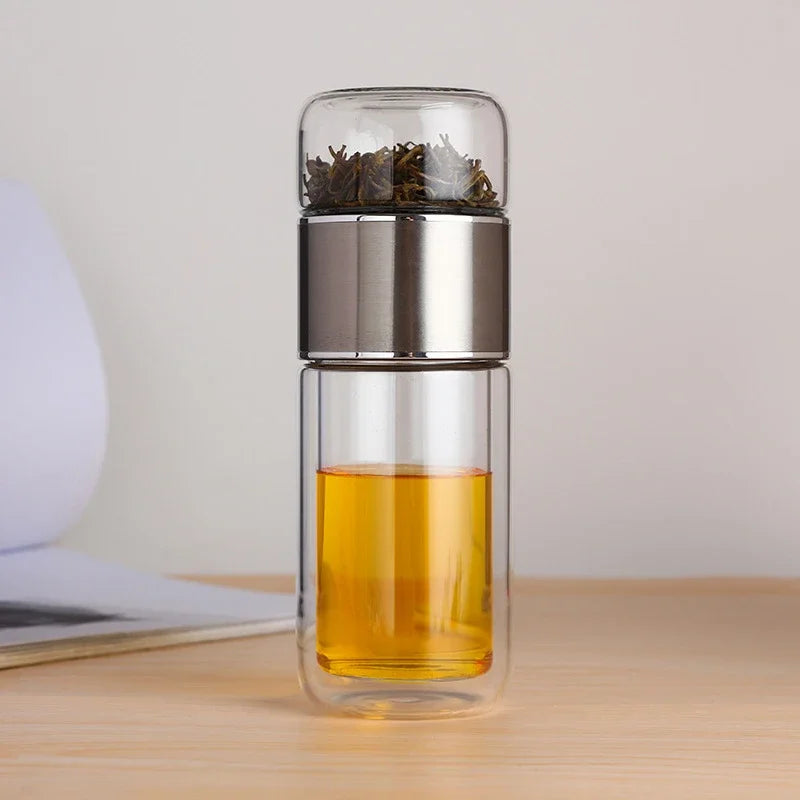 350ml Double-Wall Glass Tea Infuser Bottle