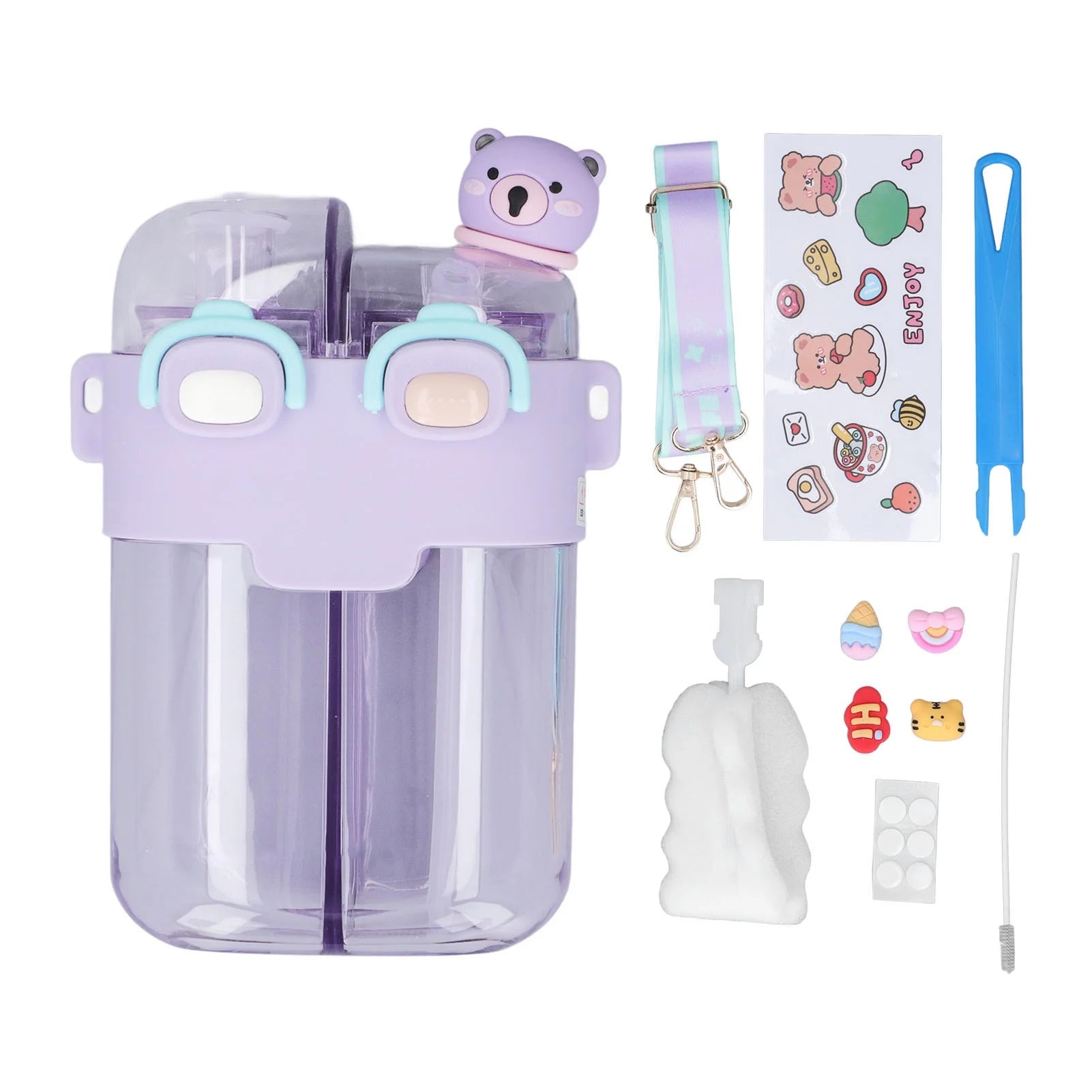 Portable Cartoon Kids Water Bottle with Straw