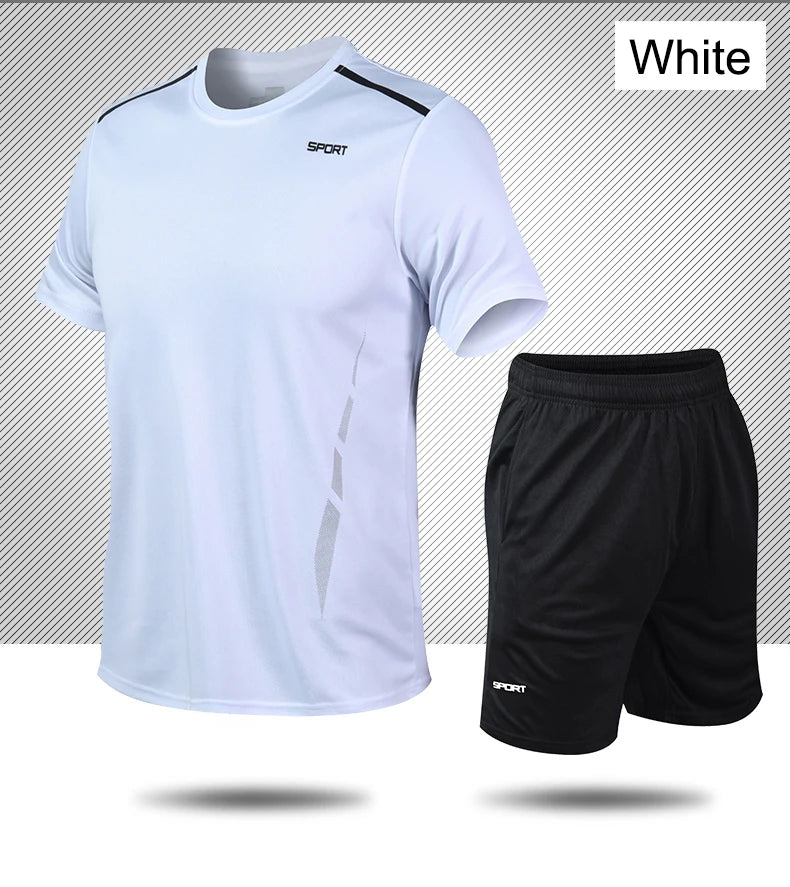 Men’s Quick-Dry Outdoor Sports Set – Breathable T-Shirt & Shorts 2-Piece Suit for Running, Hiking, Fishing & Fitness