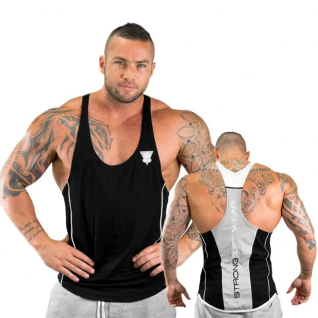 2025 Men’s MuscleFit Bodybuilding Tank Top – Cotton Sleeveless Gym Singlet