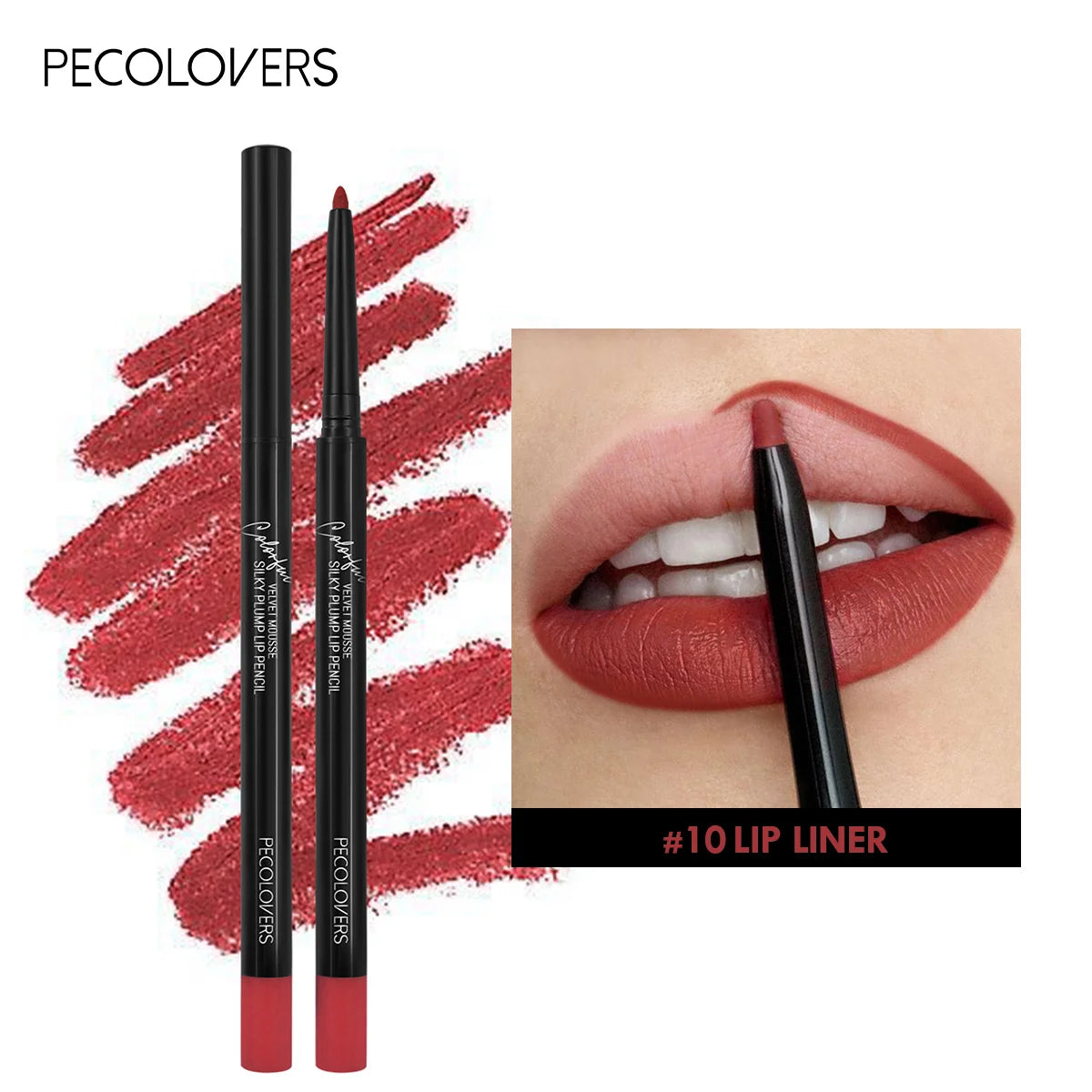 Waterproof Matte Lipliner Pencil – Long-Lasting Red Tint Lipstick & Moisturizing Lip Contour