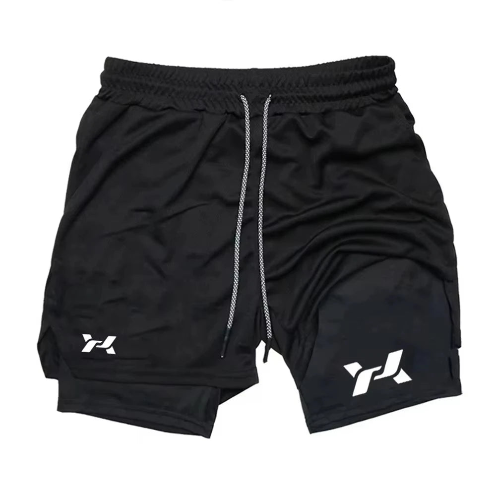 Men Running Shorts 2 In 1 Double-deck Sport Shorts Sportswear Gym Fitness Short Pants Training Jogging Bottom Men's Clothing
