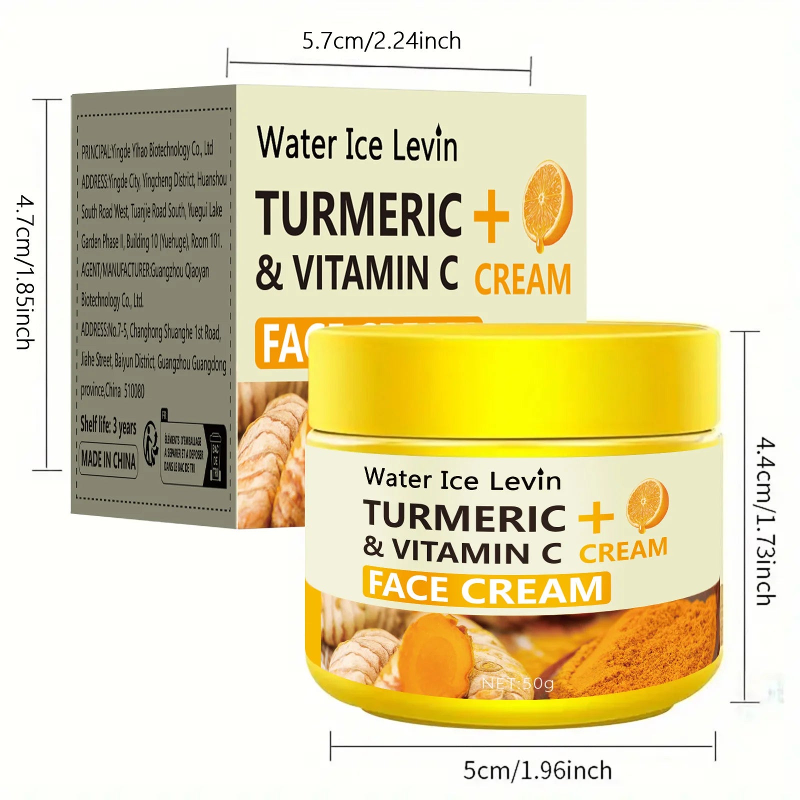 Turmeric & Vitamin C Anti-Aging Cream – Collagen Boosting Moisturizer with Hyaluronic Acid (50g)