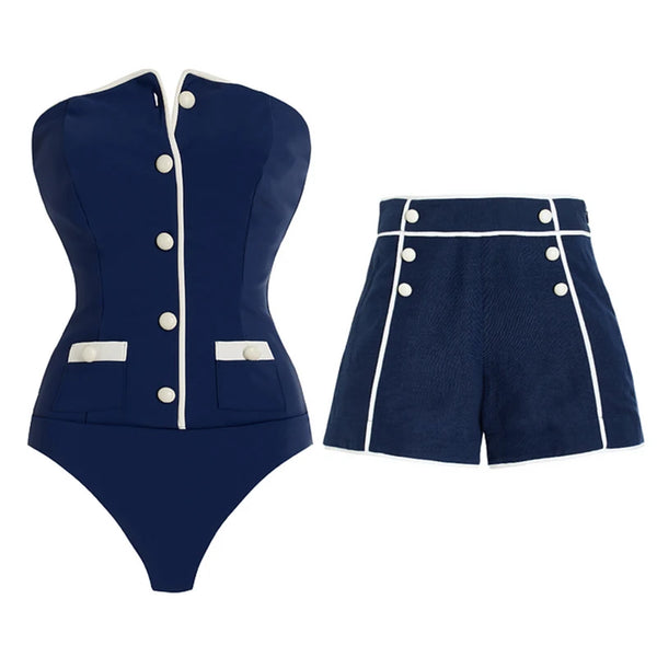 High-Waist Bikini & Shorts Set – Sexy Women’s Summer Swimsuit (2-Piece Beachwear)