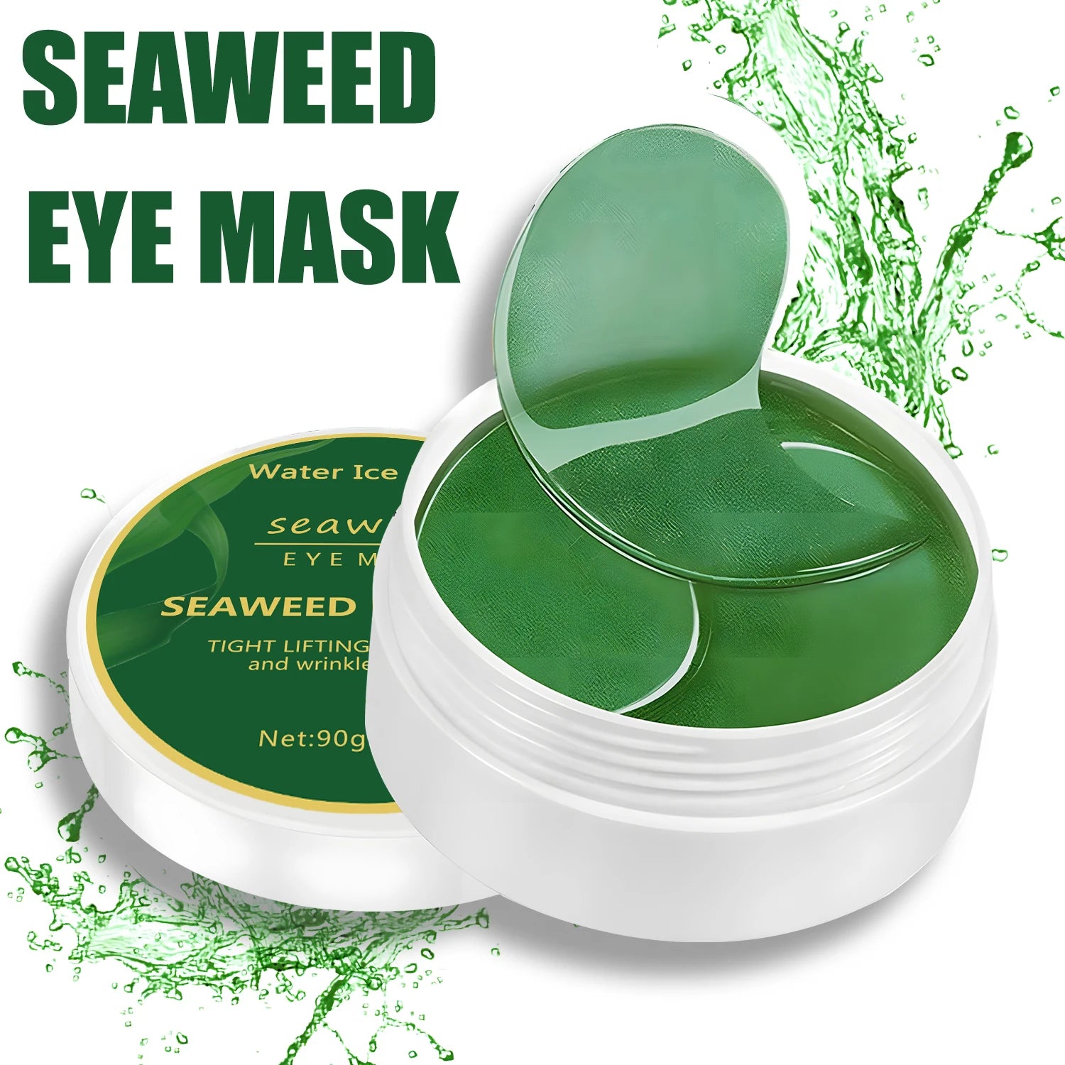 60pcs Seaweed & Hyaluronic Acid Eye Mask – Collagen Eye Patches for Dark Circles & Puffiness