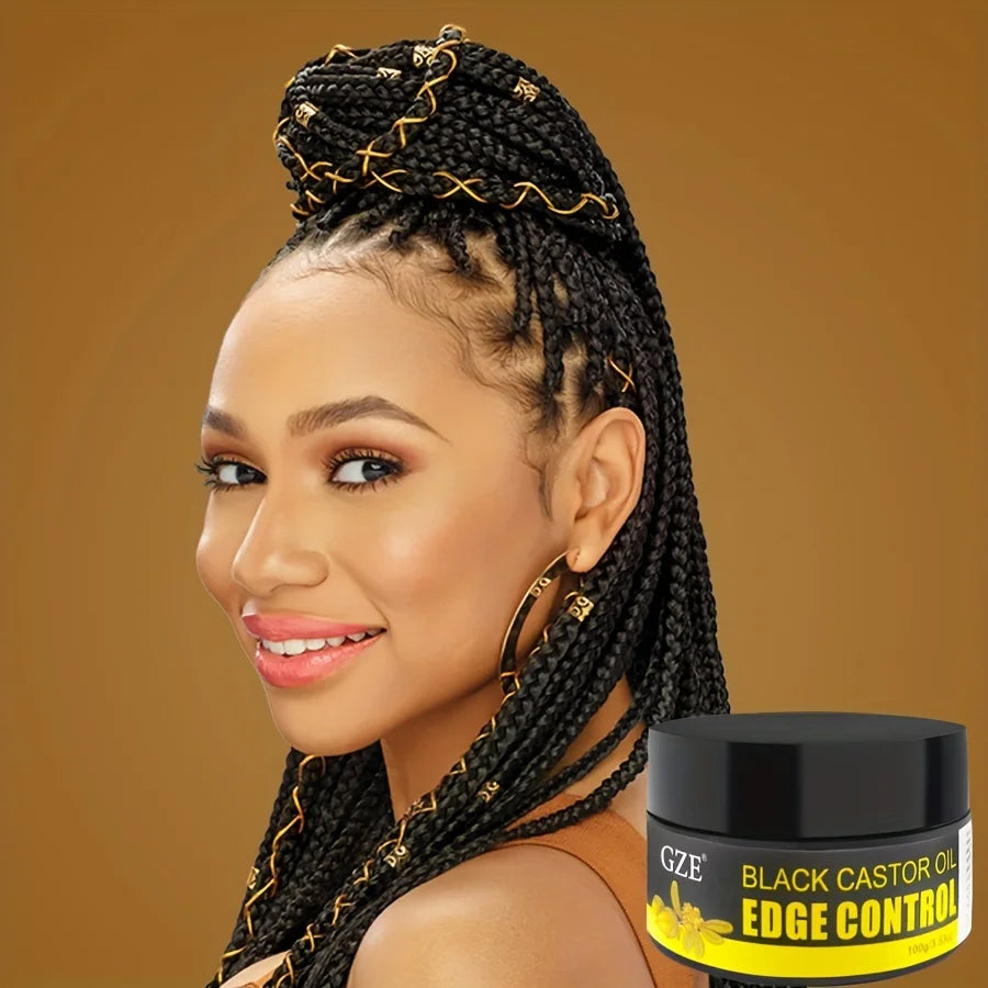 GZE African Black Castor Extra Hold Gel – Braid, Loc & Twist Styling Gel with Coconut Oil for Frizz & Edge Control