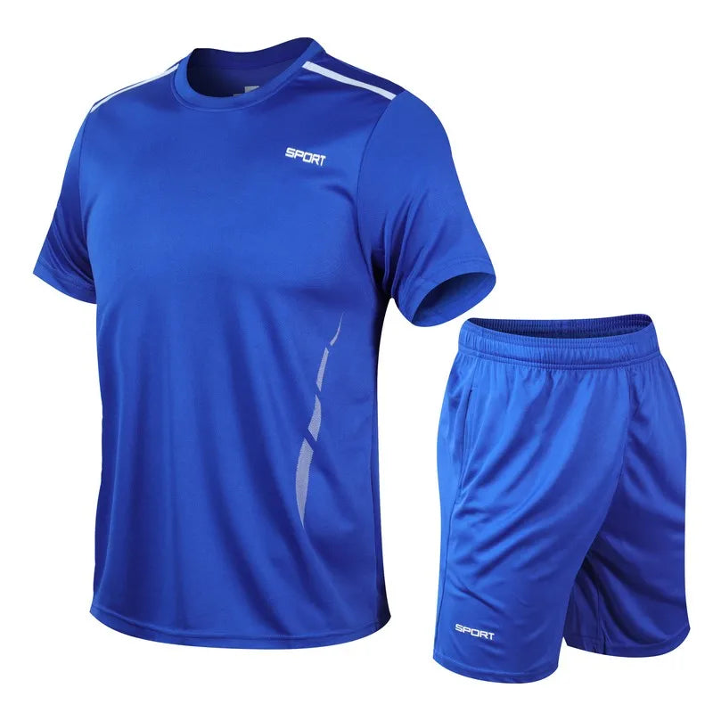 Men’s Quick-Dry Outdoor Sports Set – Breathable T-Shirt & Shorts 2-Piece Suit for Running, Hiking, Fishing & Fitness
