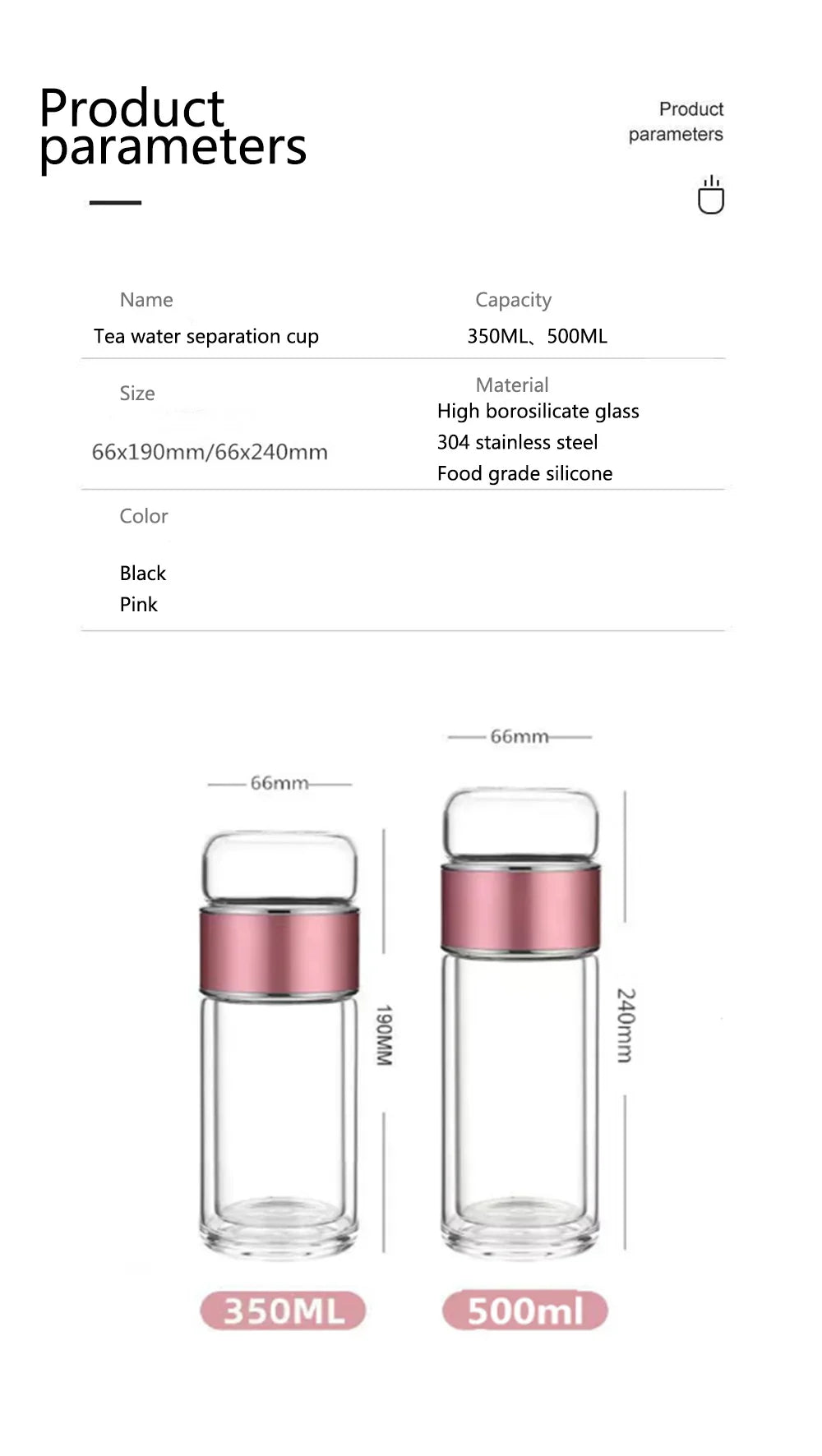 350ML/500ML Double Glass Water Bottle High Quality With Case Tea Drink Bottle Infuser Tumbler Drinkware Waterbottle Eco-Friendly