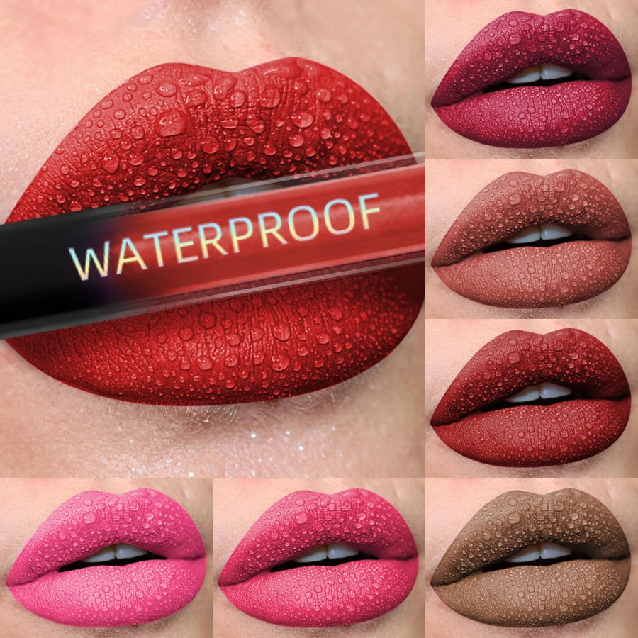 Matte Velvet Liquid Lipstick –  Waterproof Lip Gloss Set for Bold & Nude Looks