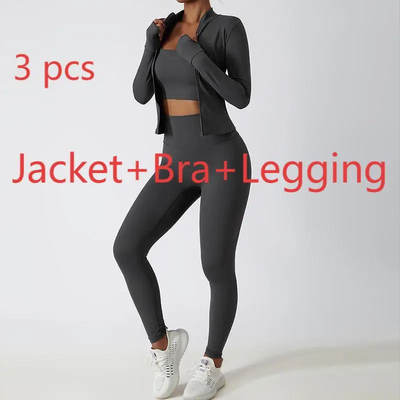 2/3PCS Women’s Yoga & Fitness Set – High-Waist Breathable Workout Tracksuit