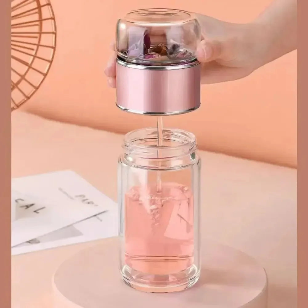 350ML/500ML Double Glass Water Bottle with Tea Infuser & Protective Sleeve