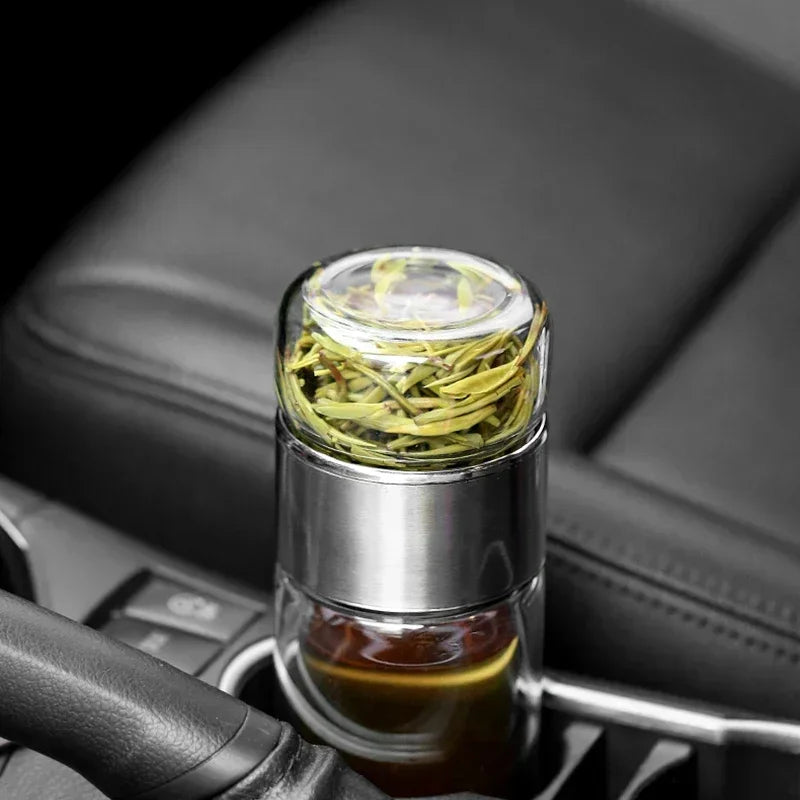 350ml Double-Wall Glass Tea Infuser Bottle