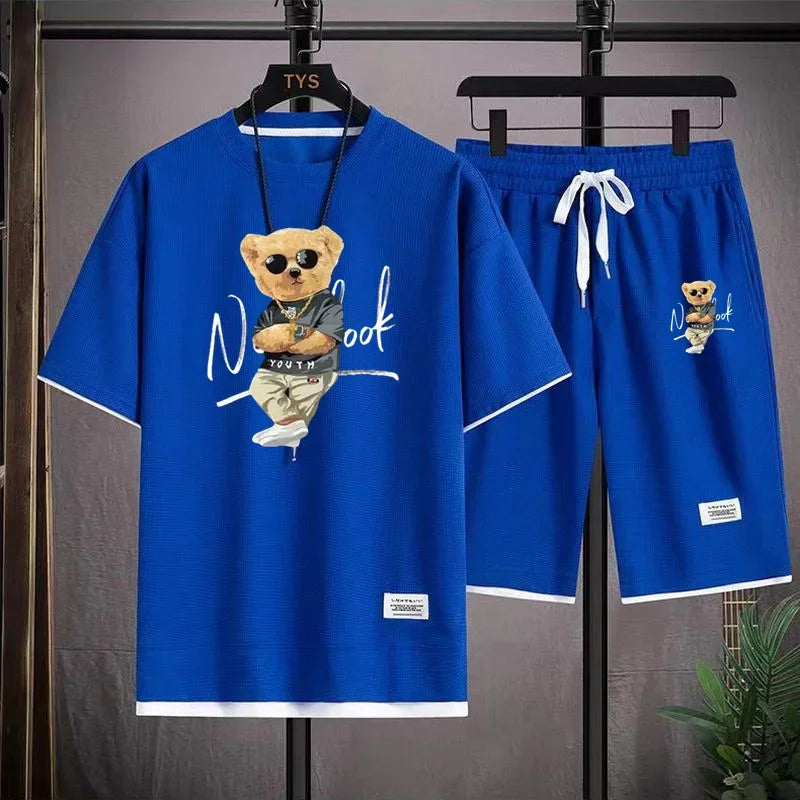 Men’s Harajuku Bear Print Sports Set