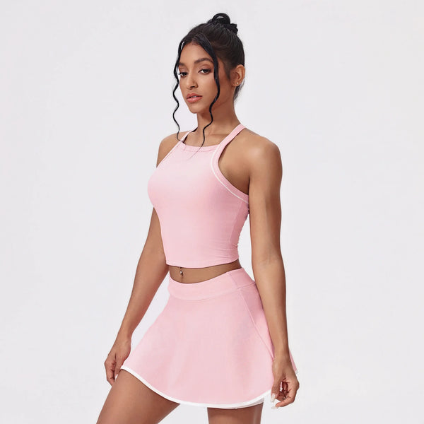 2PCS Women's Active Set – Sports Bra & High-Waist Bottom Skirt