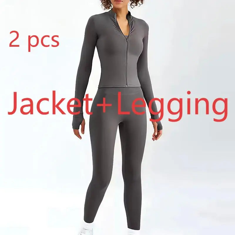 2/3PCS Women’s Yoga & Fitness Set – High-Waist Breathable Workout Tracksuit