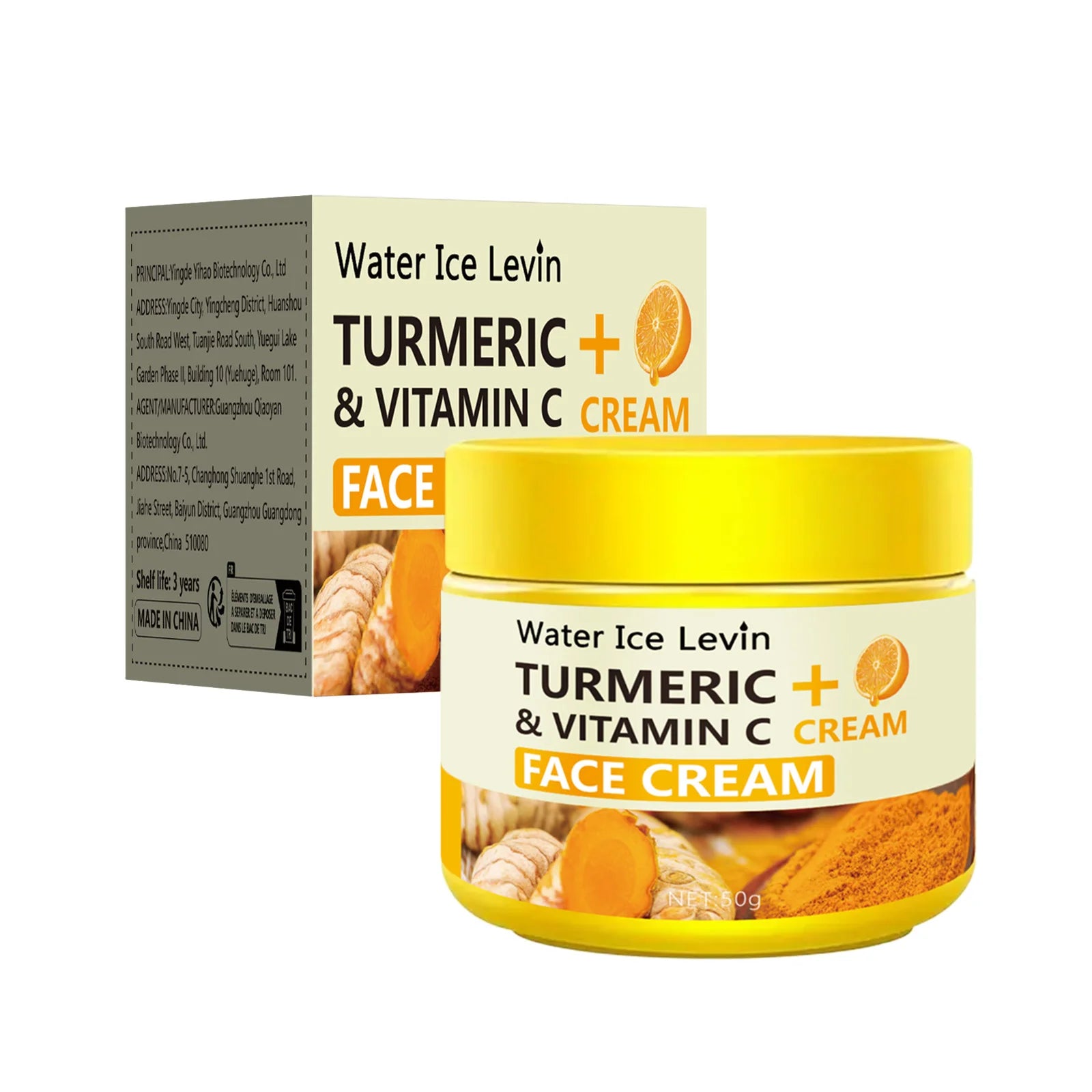 Turmeric & Vitamin C Anti-Aging Cream – Collagen Boosting Moisturizer with Hyaluronic Acid (50g)