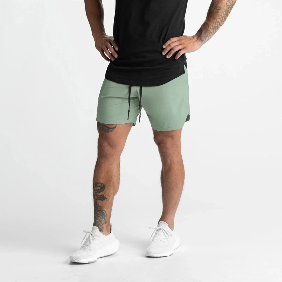 2024 Men’s Quick-Dry Woven Fitness Shorts – Solid Color Casual Sportswear