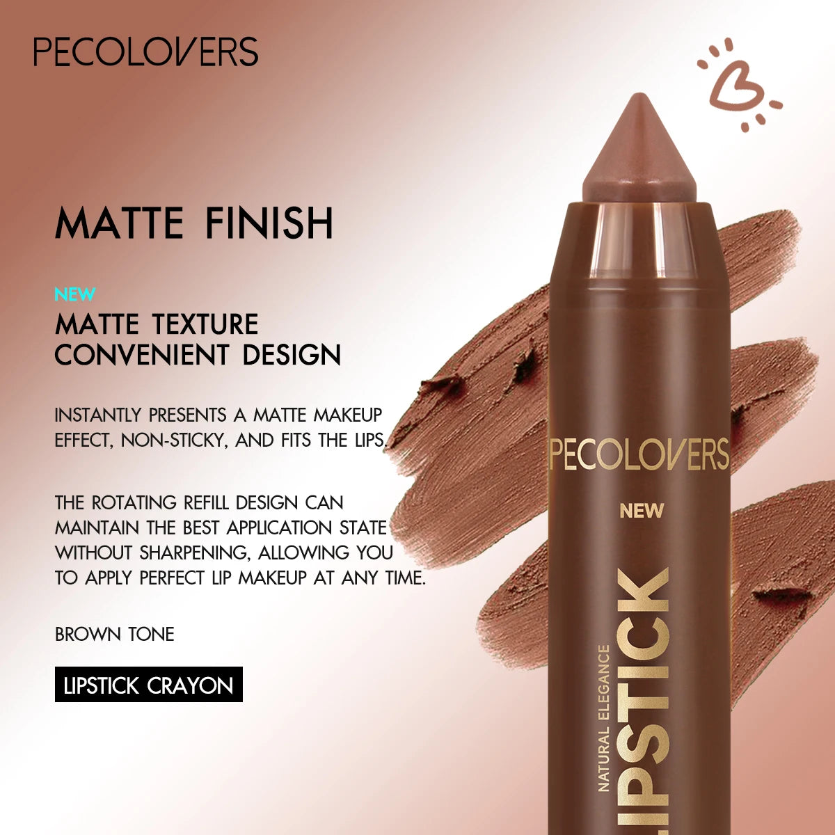Soft Matte Lip Contour Crayon – Fine Tip Lip Liner Pen in Sexy Brown & Red Shades