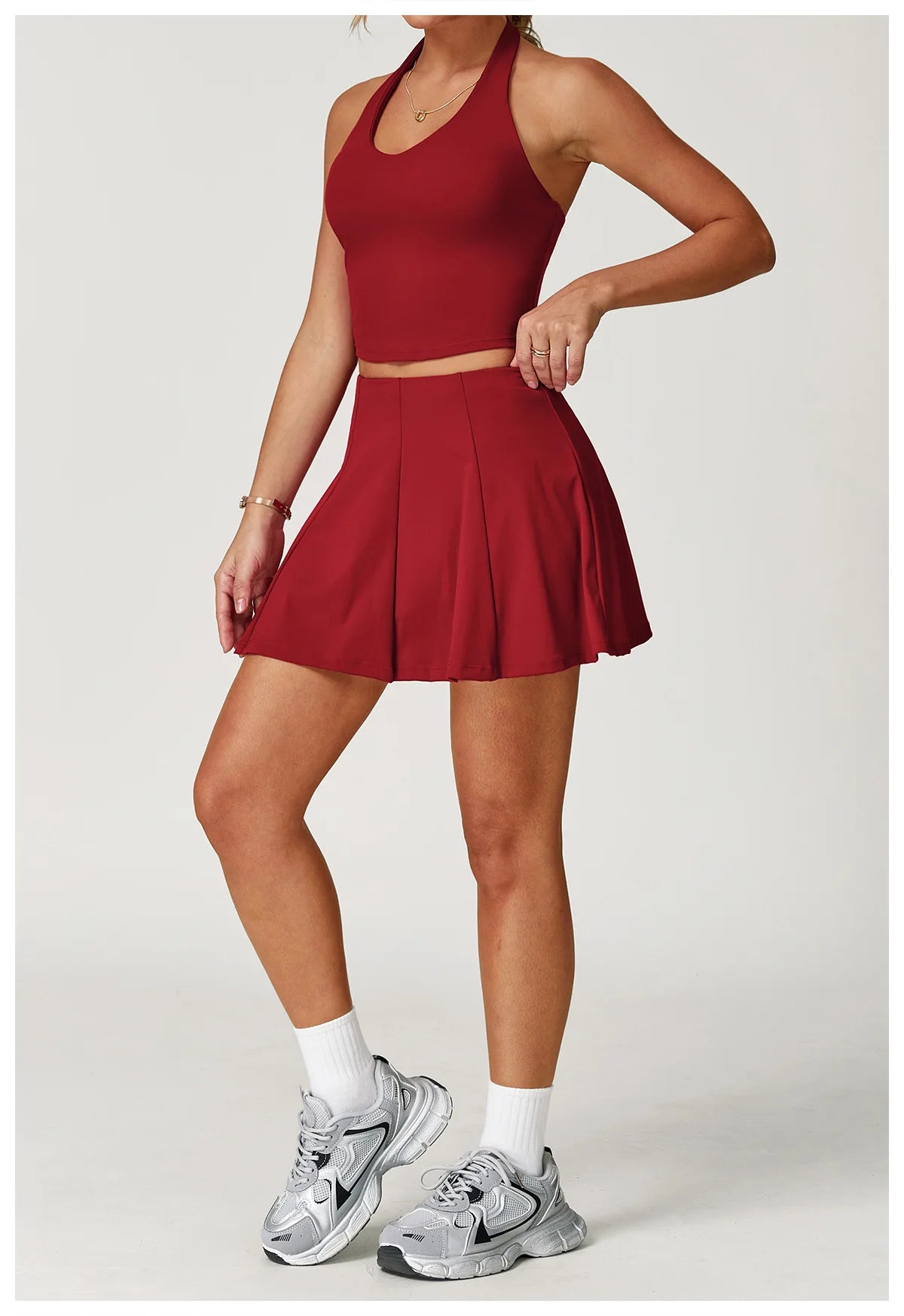 2025 2PCS Women's Active Set – Sports Bra & High-Waist Bottom Skirt