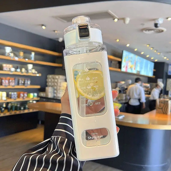 Plastic Square High Appearance Level Water Cup Household Fashion Light Luxury Portable Plastic Juice Cup with Straw