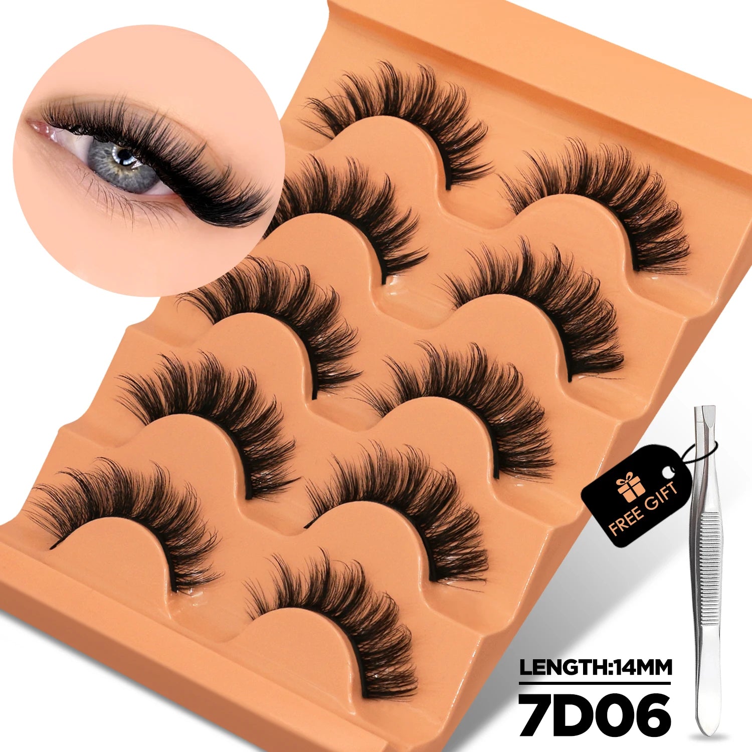 GROINNEYA 8D Cat Eye Faux Mink Lashes – Fluffy, Wispy Long Eyelashes (5 Pairs Pack)