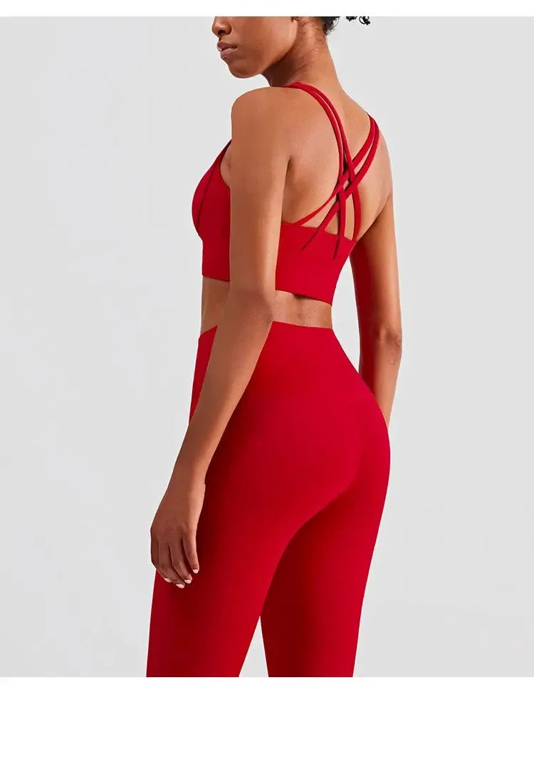 Women’s 2-Piece Yoga & Fitness Set – Push-Up Sports Bra & High-Waist Leggings