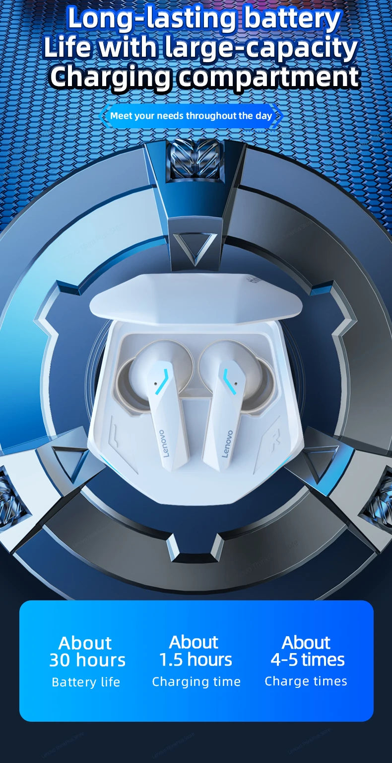 Lenovo GM2 Pro Bluetooth 5.3 Wireless Earbuds – Low Latency Gaming Headset with HD Mic & Dual Mode Audio